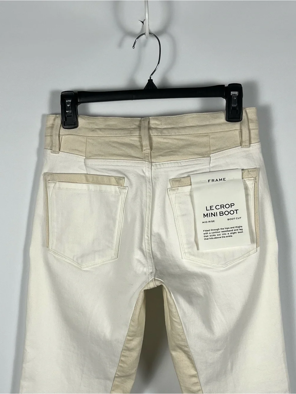 FRAME Le Crop Mini Boot denim pants in the two-tone Multi White Ecru Size 26 NWT - Picture 4 of 10